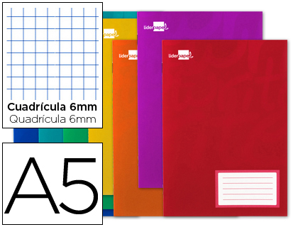 Libreta escolar Liderpapel A5 32h 60g/m² c/6mm. colores surtidos